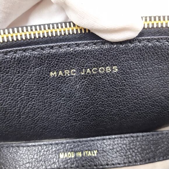 Marc Jacobs Black Leather Pocket Chain Strap Double Handle Satchel Shoulder Bag - Picture 12 of 16